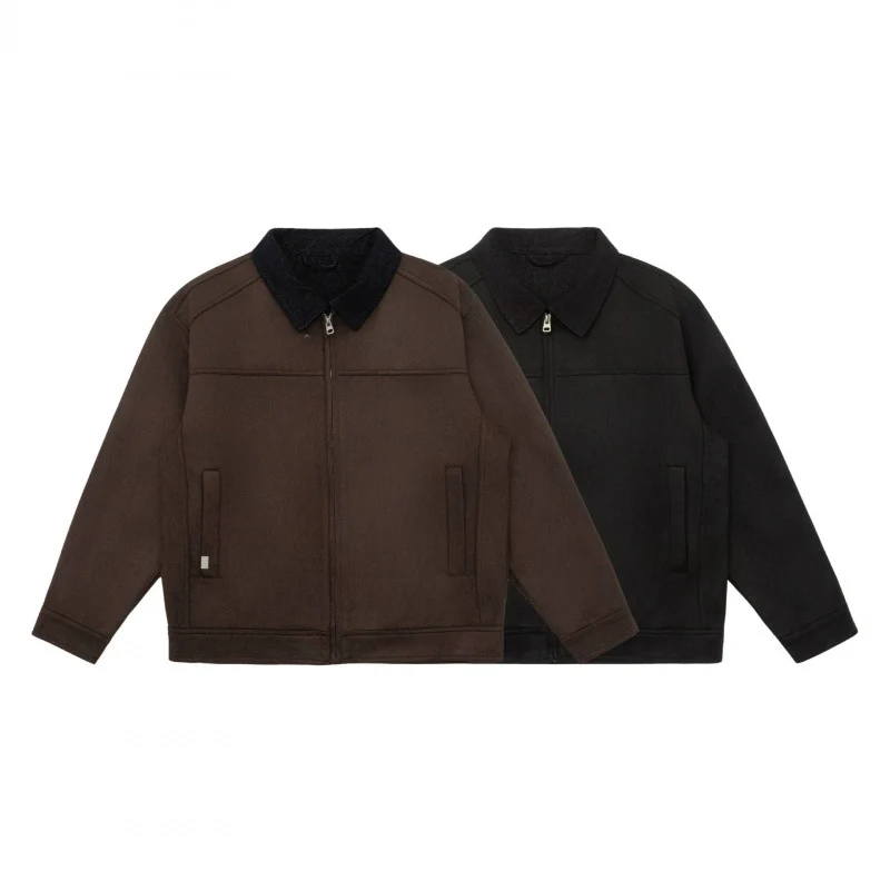 Herren Kastenförmige Zip‑Blousonjacke mit Cordkragen und minimalistischen Eingrifftaschen Nord Taschen