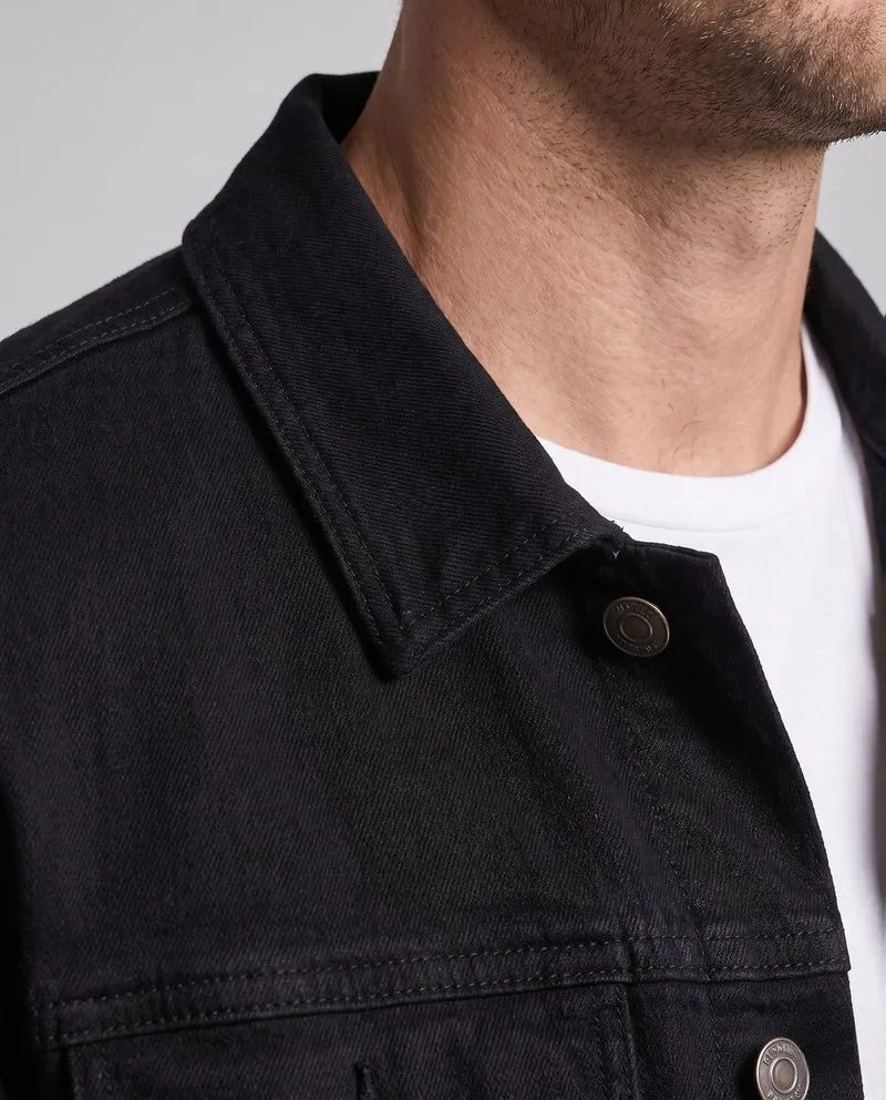 Herren Baumwoll-Denimjacke im Boxy‑Schnitt mit Clean‑Design, Brusttaschen und verstellbarem Saum Nord Taschen