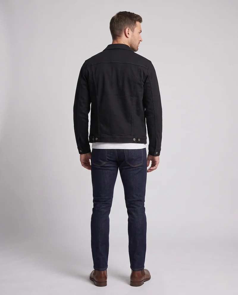 Herren Baumwoll-Denimjacke im Boxy‑Schnitt mit Clean‑Design, Brusttaschen und verstellbarem Saum Nord Taschen