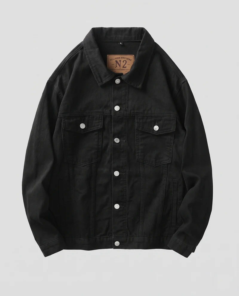 Herren Baumwoll-Denimjacke im Boxy‑Schnitt mit Clean‑Design, Brusttaschen und verstellbarem Saum Nord Taschen