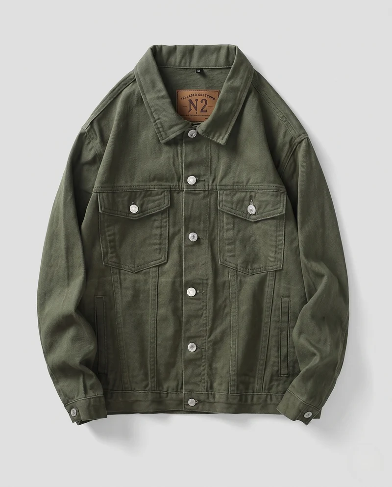Herren Baumwoll-Denimjacke im Boxy‑Schnitt mit Clean‑Design, Brusttaschen und verstellbarem Saum Nord Taschen