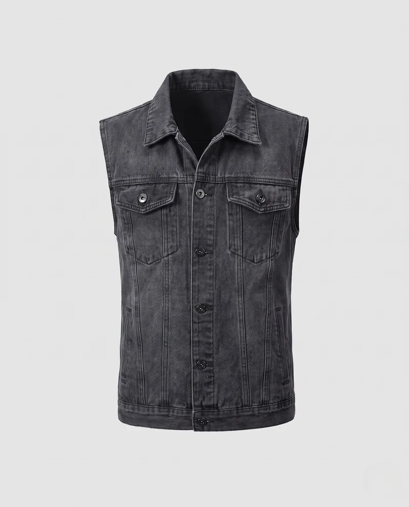Herren Ärmellose Denim‑Weste im Slim‑Fit mit Brusttaschen Nord Taschen