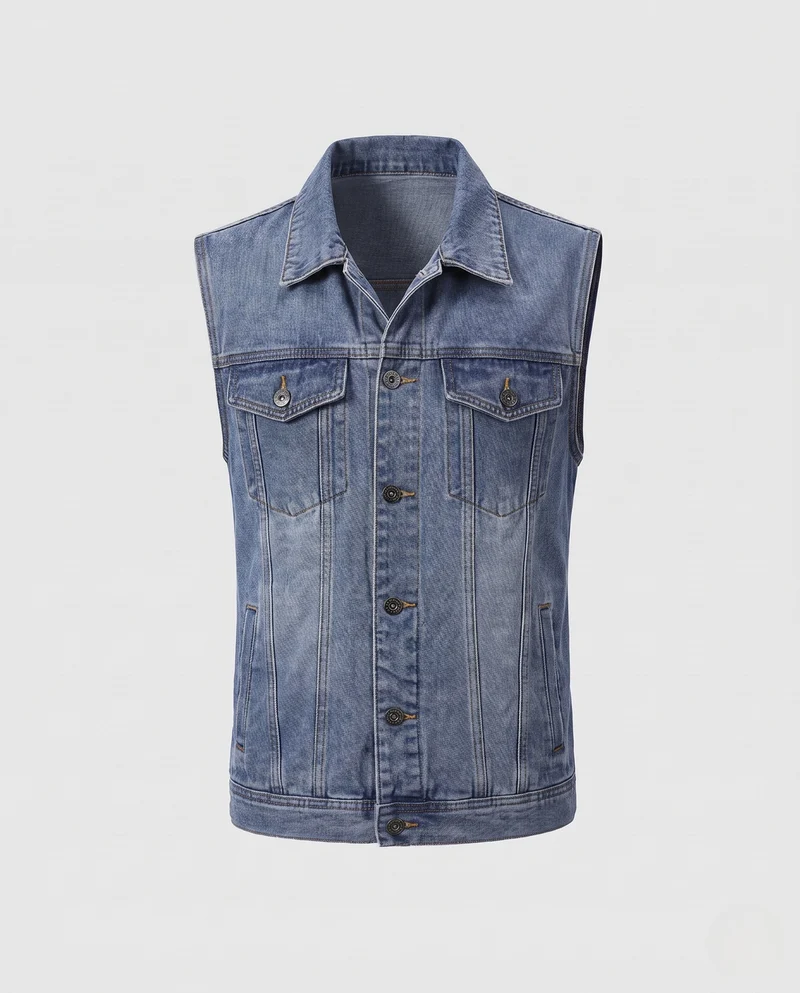Herren Ärmellose Denim‑Weste im Slim‑Fit mit Brusttaschen Nord Taschen
