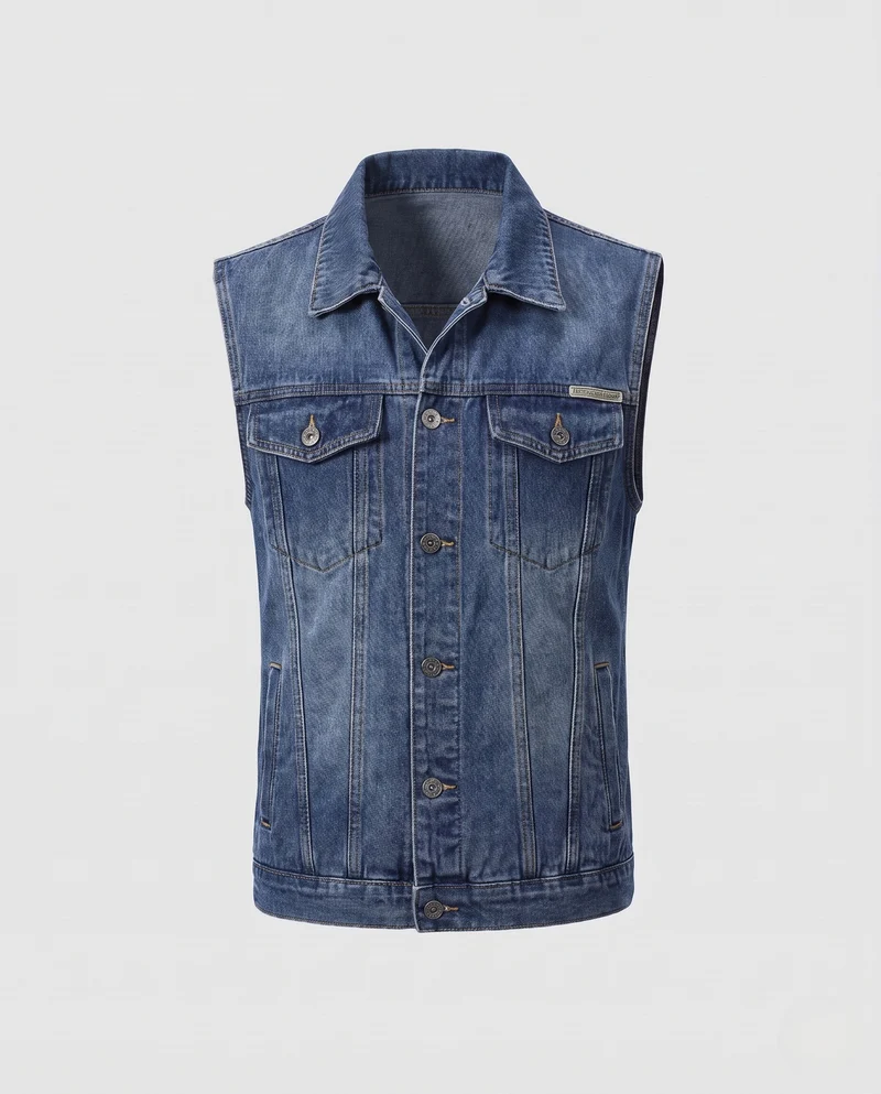 Herren Ärmellose Denim‑Weste im Slim‑Fit mit Brusttaschen Nord Taschen