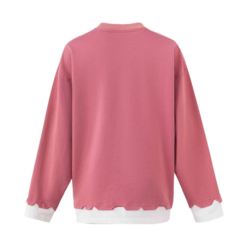 Damen Oversize-Sweatshirt mit mehrfarbigem Graffiti-Print, Lagenoptik und ausgefransten Saumkanten Nord Taschen