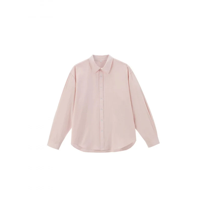 Damen Oversize-Baumwollhemd mit Kentkragen, Raglanärmeln und abgerundetem Saum Nord Taschen