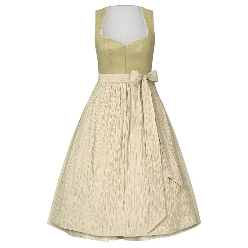 Dirndl Liga Di Bavaria Salbeigrün Velours&Leinen 70cm