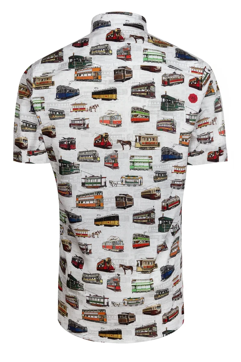 History of Trams Short Sleeve Print Shirt for Men