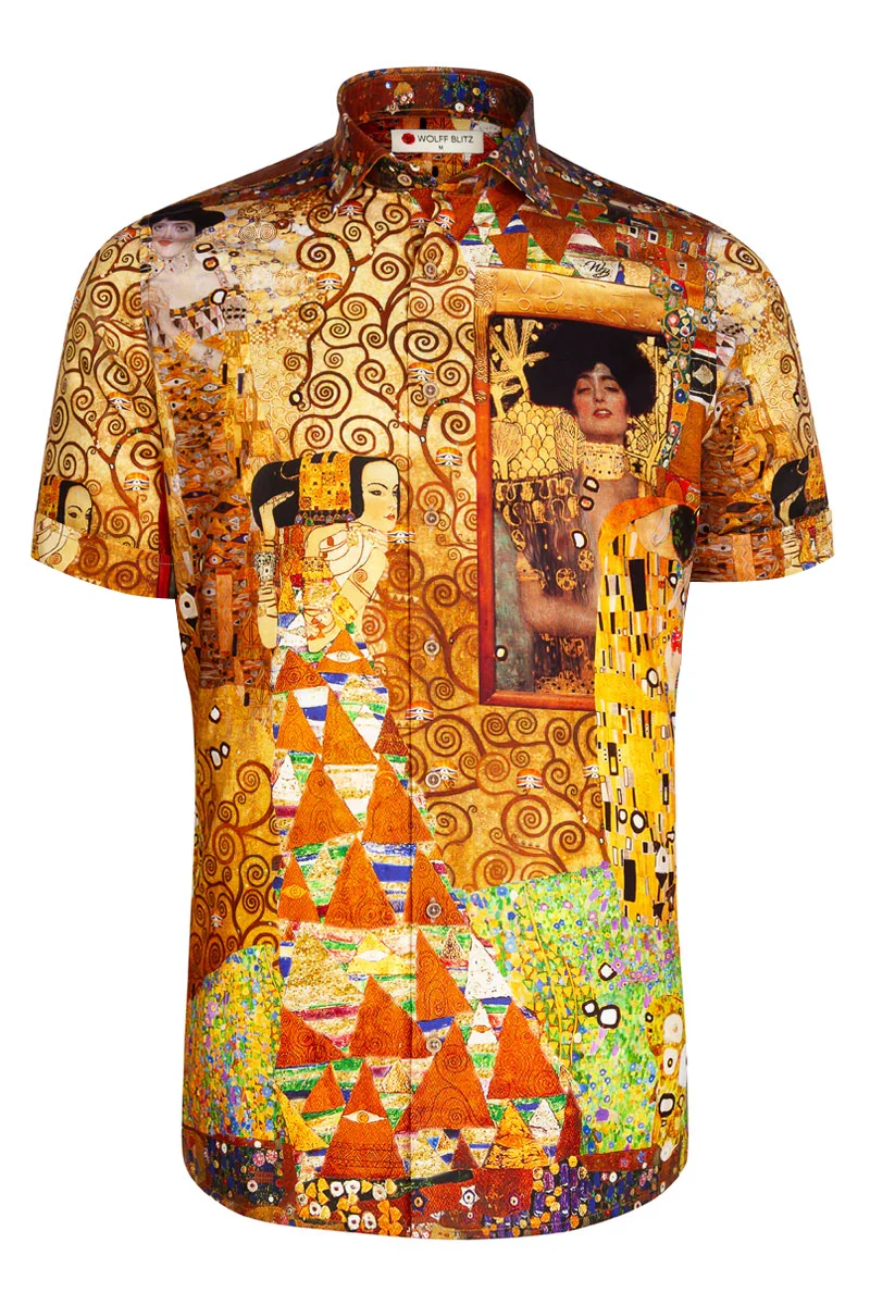 Gustav Klimt Short Sleeve Print Shirt for Men