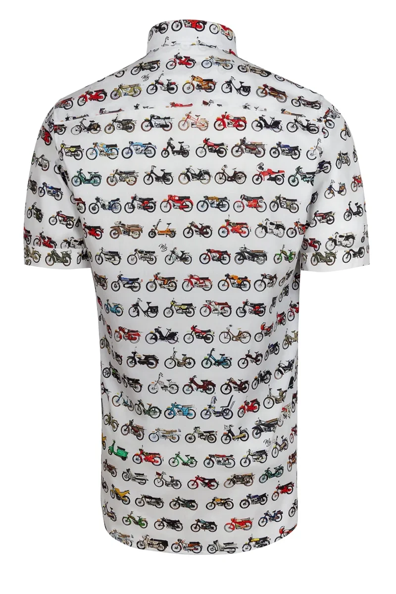 Checking Mopeds Short Sleeve Print Shirt for Men