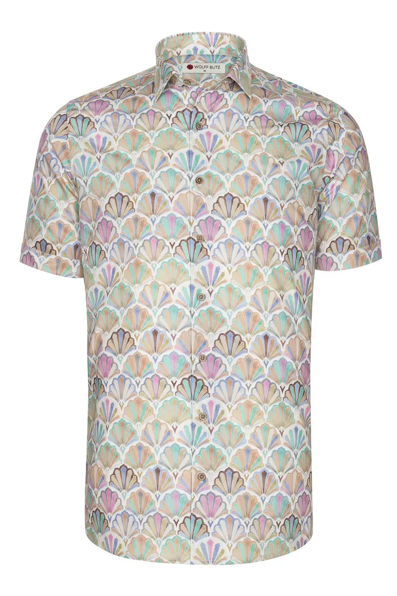 Art Deco Colour Palette Short Sleeve Print Shirt for Men