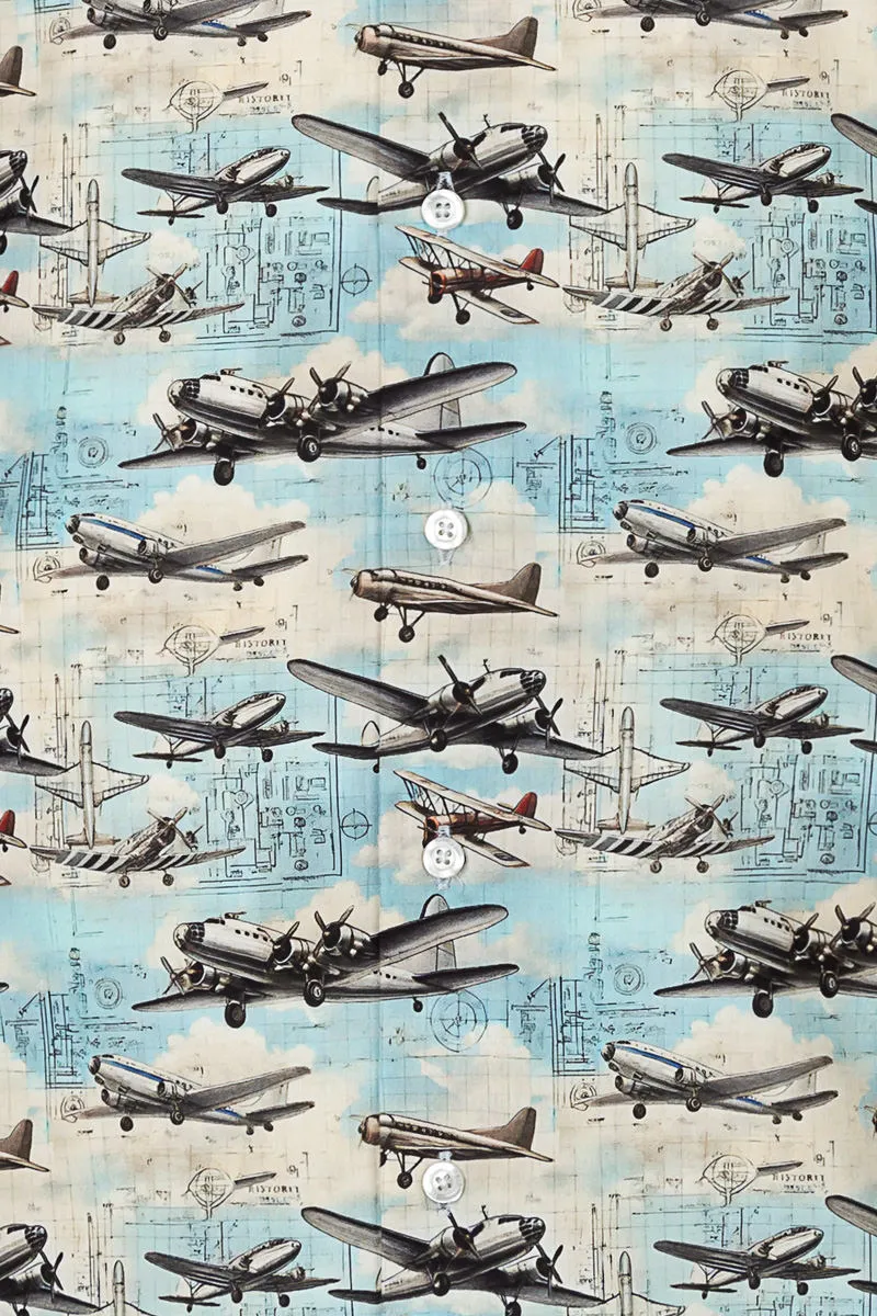 Maverick Airplanes Print Long Sleeve Shirt for Men