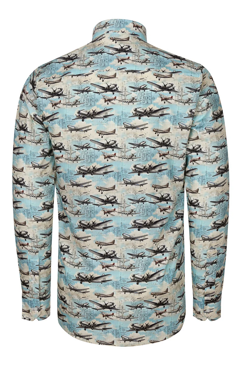 Maverick Airplanes Print Long Sleeve Shirt for Men