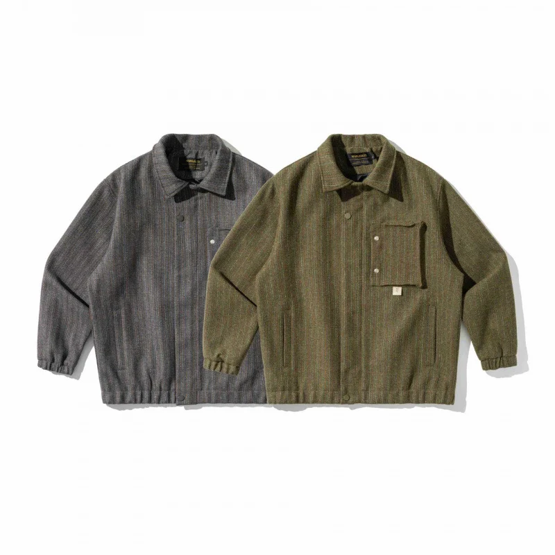 Herren Kastenförmige Overshirt‑Jacke aus Wollmix mit aufgesetzter Brusttasche Nord Taschen