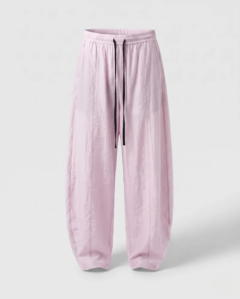 Damen Weite Leinenhose mit elastischem Tunnelzugbund und langen Kordeln Nord Taschen