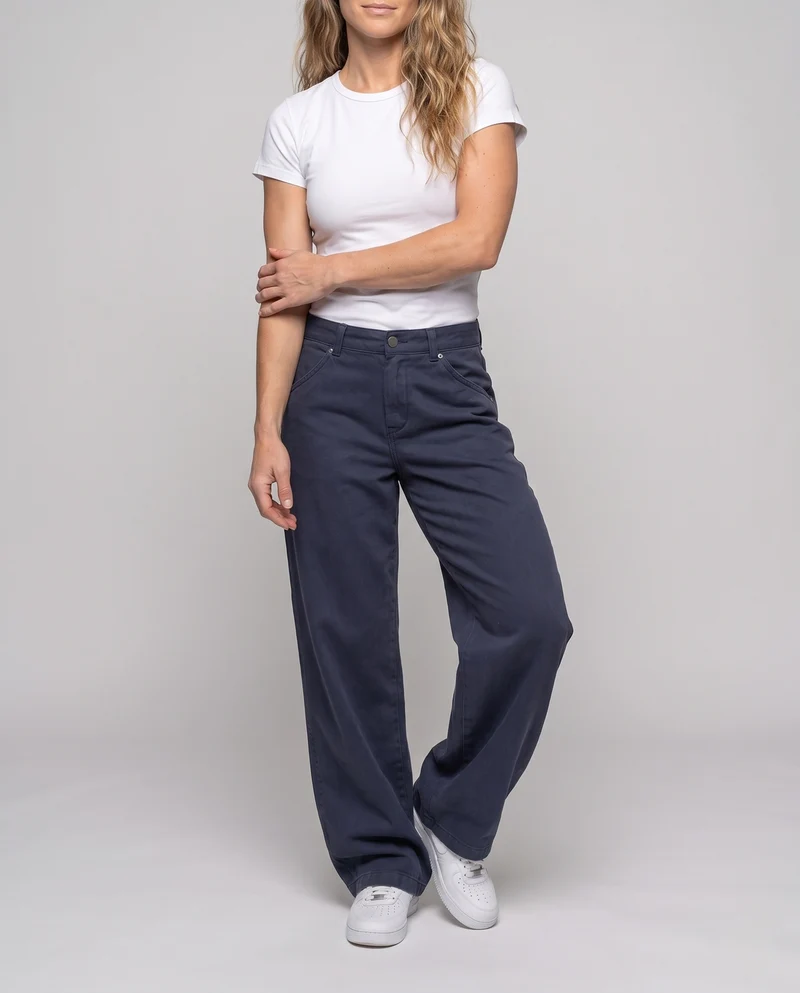 Damen Weite High‑Waist Baumwollhose mit Cargo‑Inspiration und weitem Bein Nord Taschen