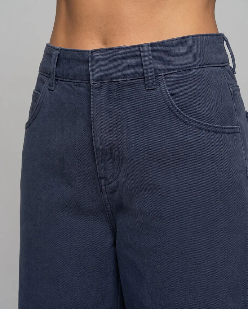 Damen Weite High‑Waist Baumwollhose mit Cargo‑Inspiration und weitem Bein Nord Taschen
