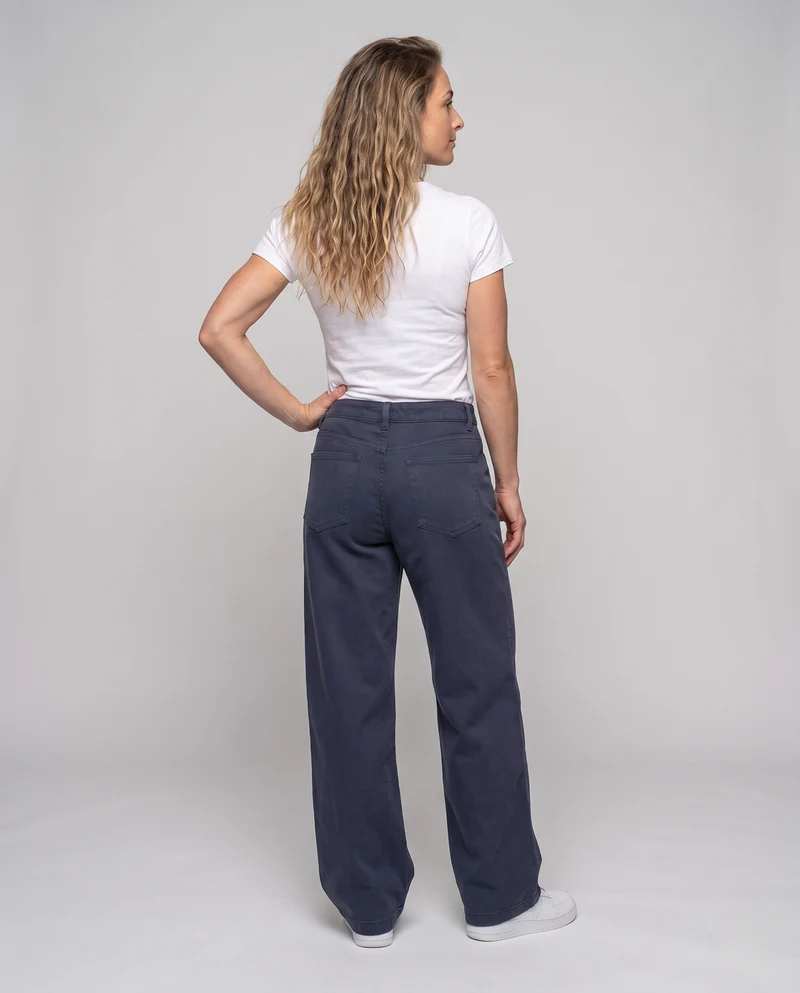 Damen Weite High‑Waist Baumwollhose mit Cargo‑Inspiration und weitem Bein Nord Taschen