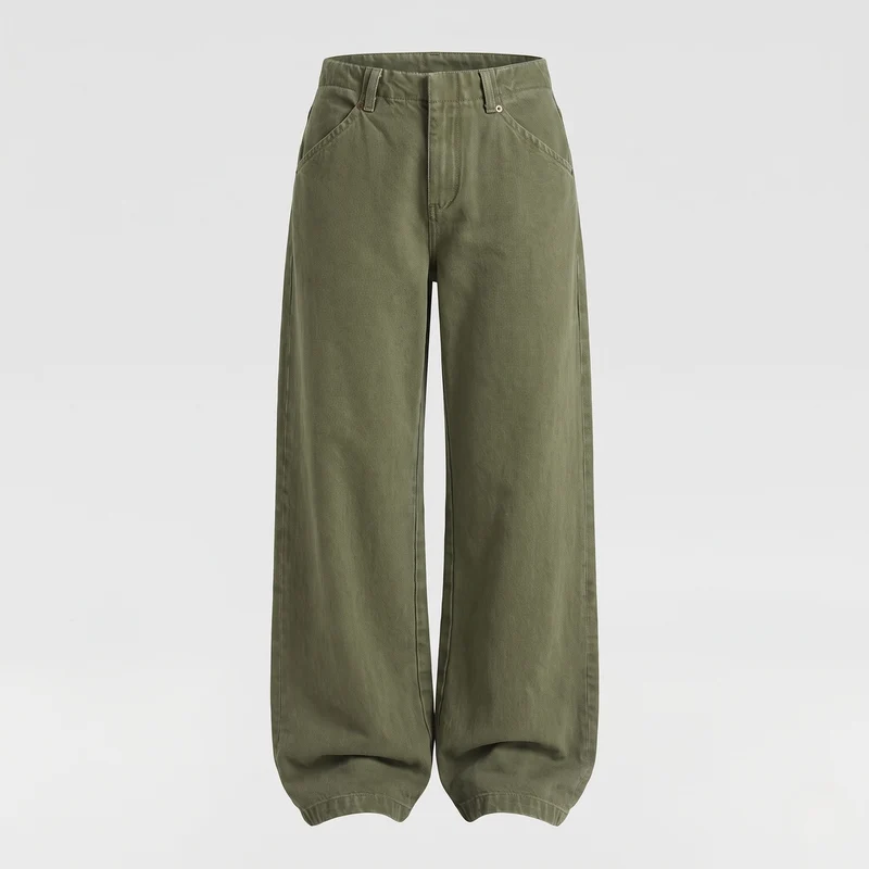 Damen Weite High‑Waist Baumwollhose mit Cargo‑Inspiration und weitem Bein Nord Taschen