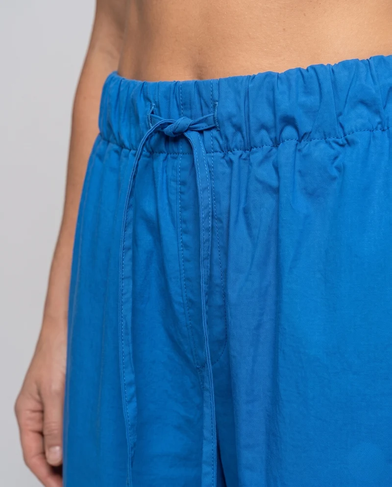 Damen Weite Cropped-Hose mit elastischem Rüschbund und aufgesetzter Gesäßtasche Nord Taschen