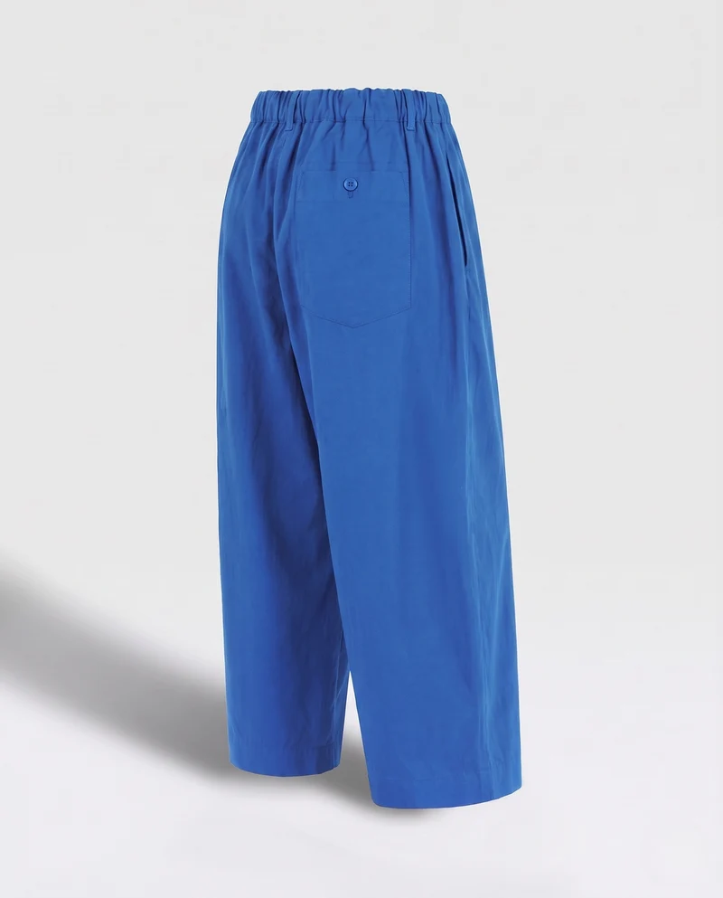 Damen Weite Cropped-Hose mit elastischem Rüschbund und aufgesetzter Gesäßtasche Nord Taschen