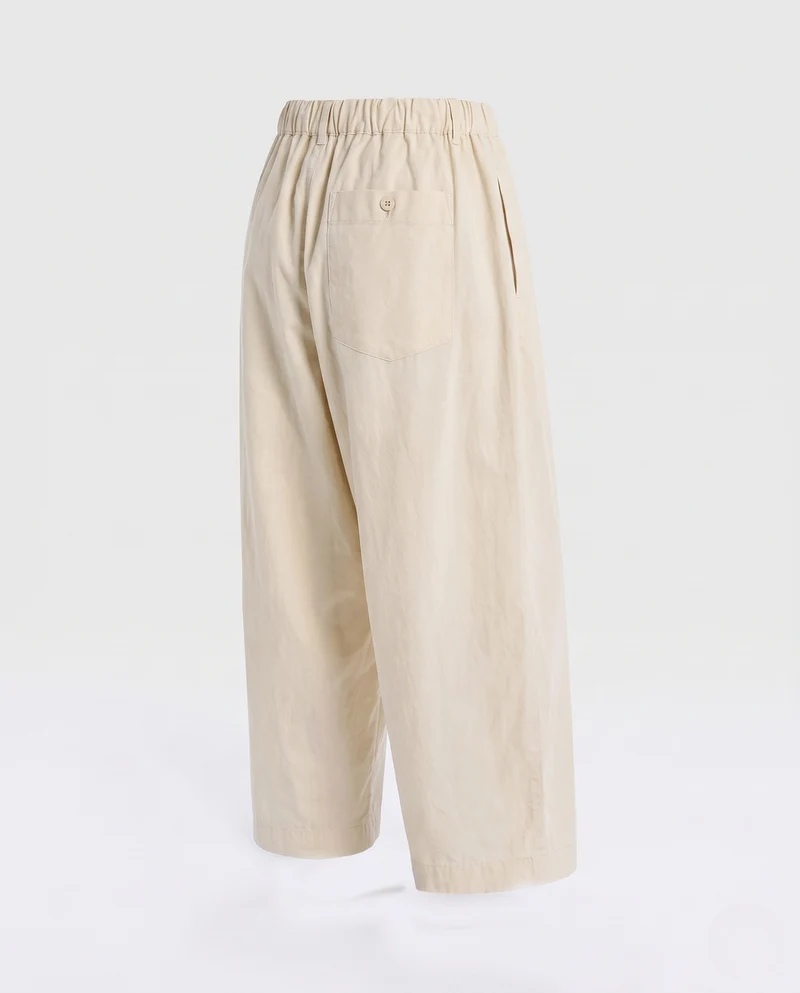 Damen Weite Cropped-Hose mit elastischem Rüschbund und aufgesetzter Gesäßtasche Nord Taschen