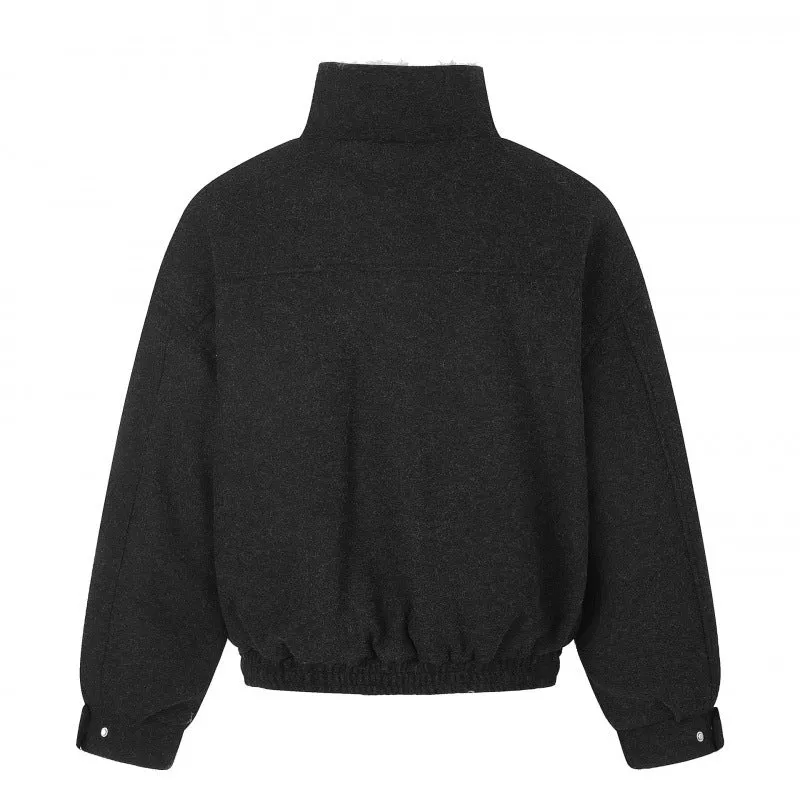 Damen Kurzer Wollmix‑Blouson im Flight‑Style mit Teddyfutter und aufgesetzten Pattentaschen Nord Taschen
