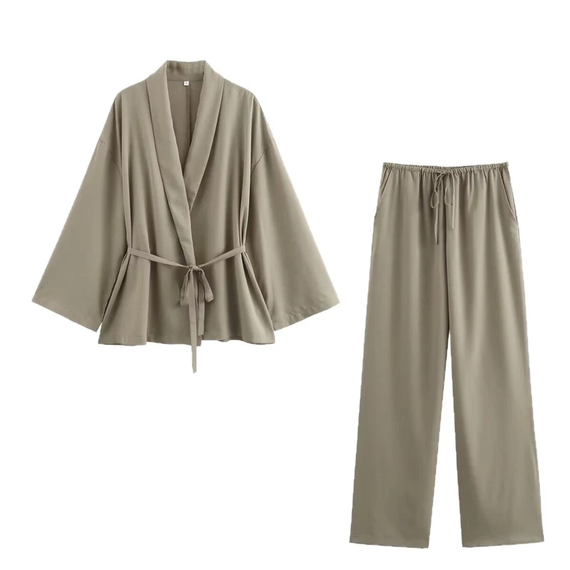 Damen weite Lounge‑Hose mit elastischem Tunnelzugbund und Eingrifftaschen Nord Taschen