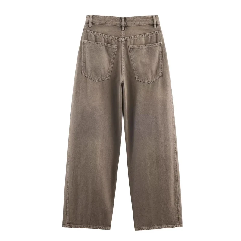 Damen Weite hochtaillierte Culotte-Hose mit Ziernaht, aufgesetzten Taschen und Bindegürtel Nord Taschen