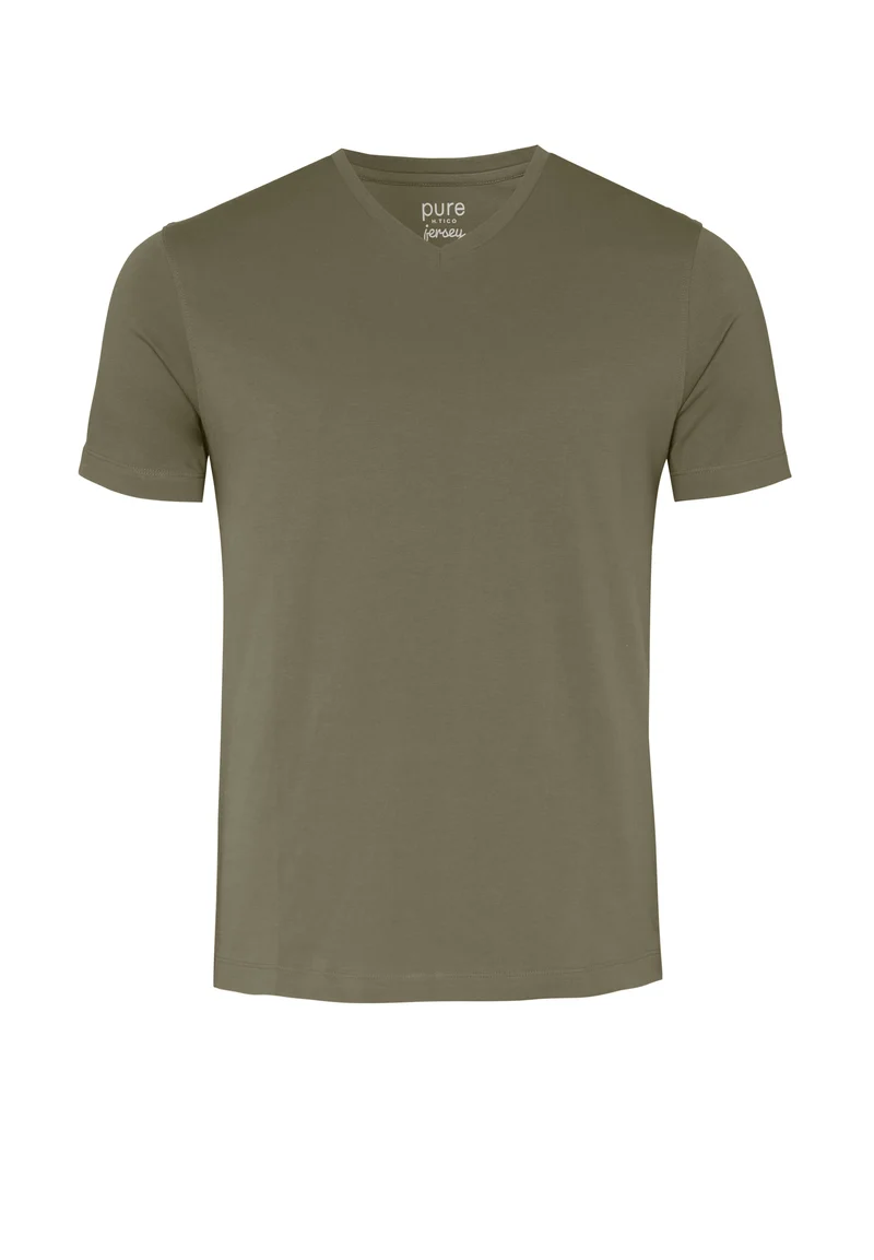 6006-92977 - T-Shirt V-Neck slim fit - grün