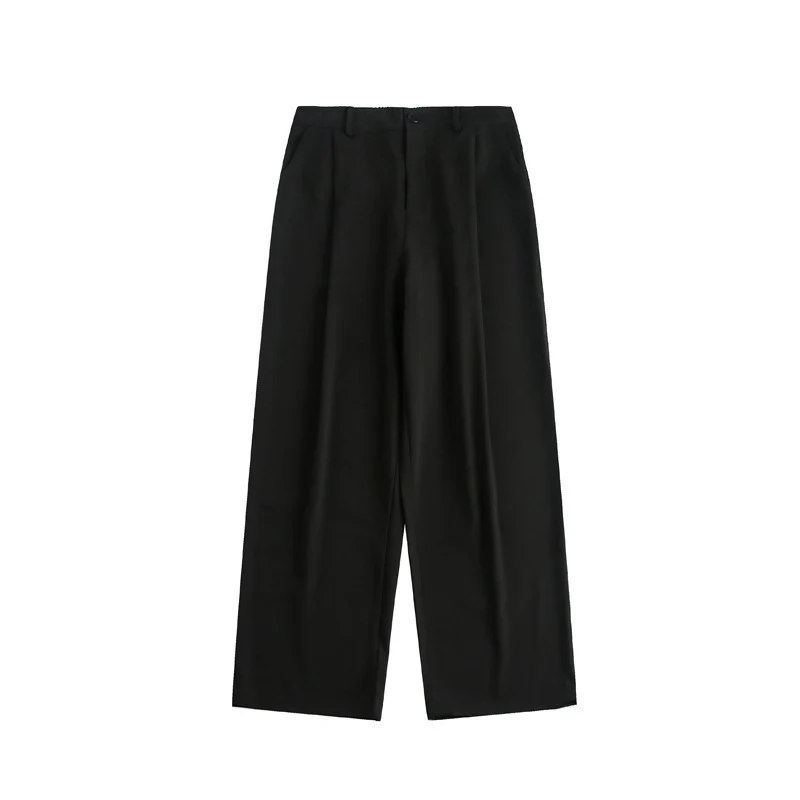 Damen Weite hochtaillierte Stoffhose mit Bundfalte und weitem Bein Nord Taschen