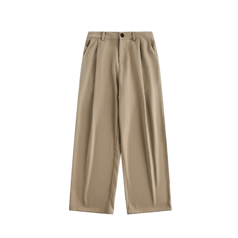 Damen Weite hochtaillierte Stoffhose mit Bundfalte und weitem Bein Nord Taschen
