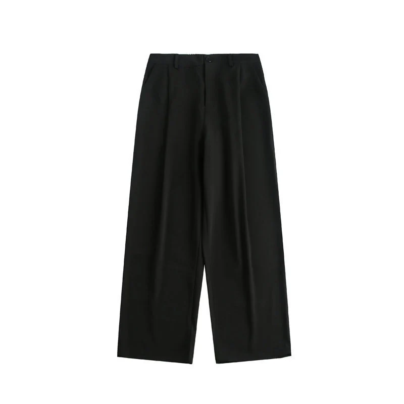 Damen Weite hochtaillierte Stoffhose mit Bundfalte und weitem Bein Nord Taschen