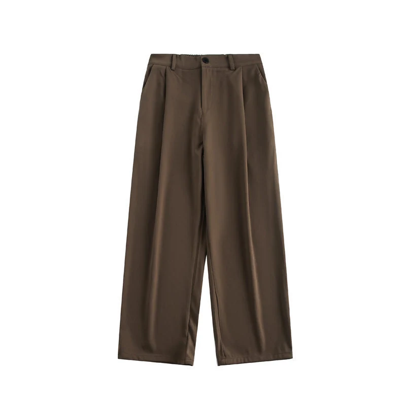 Damen Weite hochtaillierte Stoffhose mit Bundfalte und weitem Bein Nord Taschen