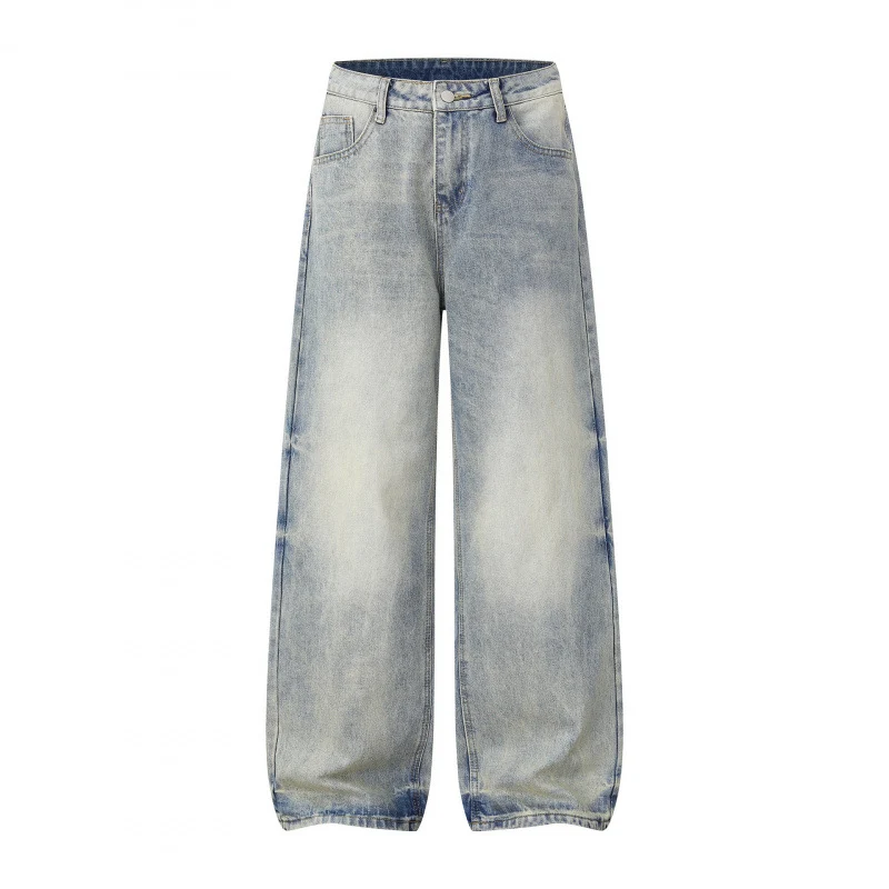 Damen Weite Highwaist-Jeanshose im Balloon-Schnitt mit Used‑Effekt und elastischem Saum Nord Taschen
