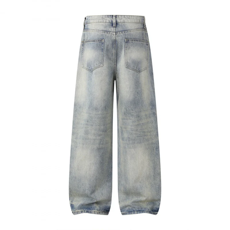 Damen Weite Highwaist-Jeanshose im Balloon-Schnitt mit Used‑Effekt und elastischem Saum Nord Taschen