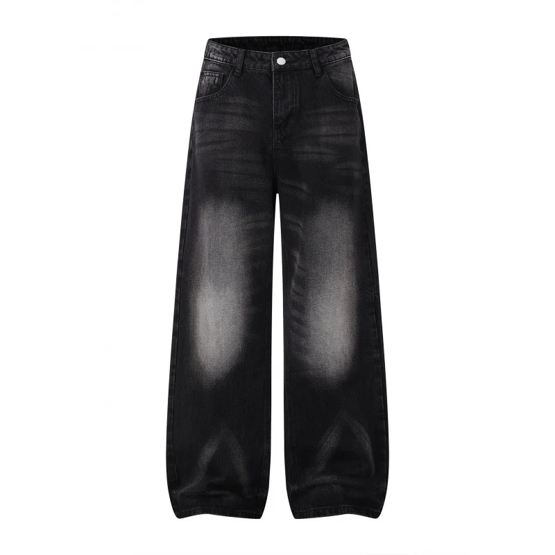 Damen Weite Highwaist-Jeanshose im Balloon-Schnitt mit Used‑Effekt und elastischem Saum Nord Taschen