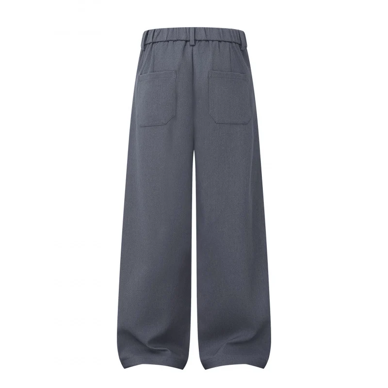 Damen Weite Highwaist-Hose mit Kellerfalten, Gürtelschlaufen und Cropped-Bein Nord Taschen