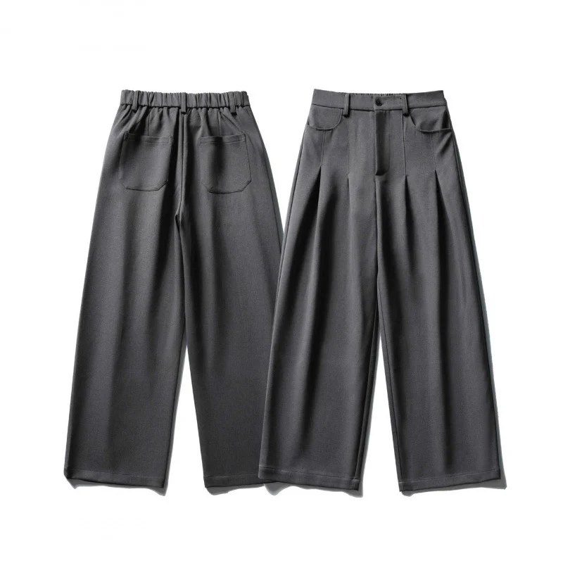 Damen Weite Highwaist-Hose mit Kellerfalten, Gürtelschlaufen und Cropped-Bein Nord Taschen