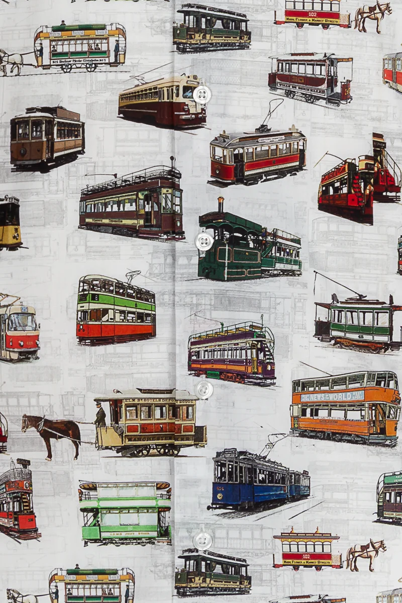 History of Trams Print Long Sleeve Shirt for Men