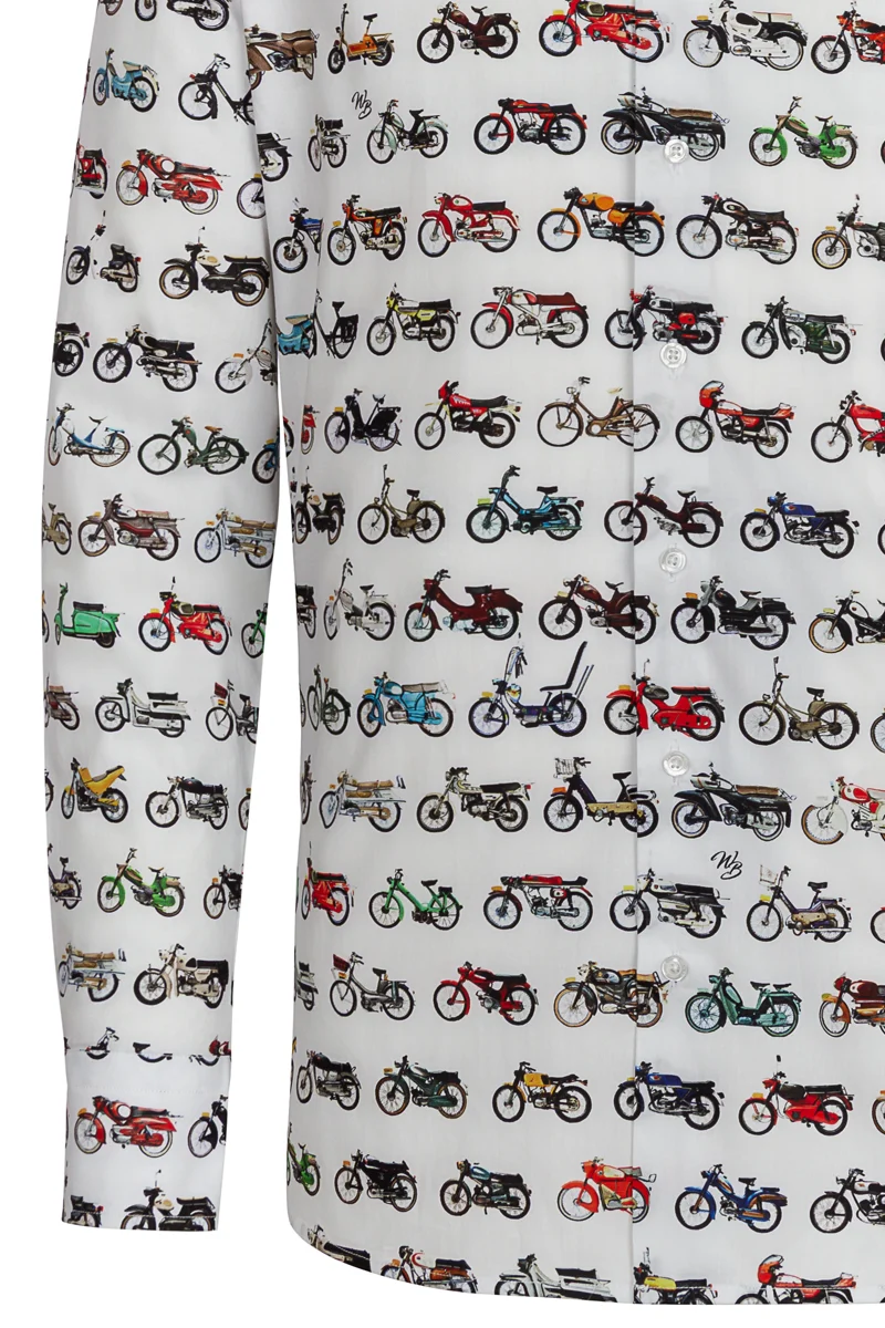 Checking Mopeds Print Long Sleeve Shirt for Men