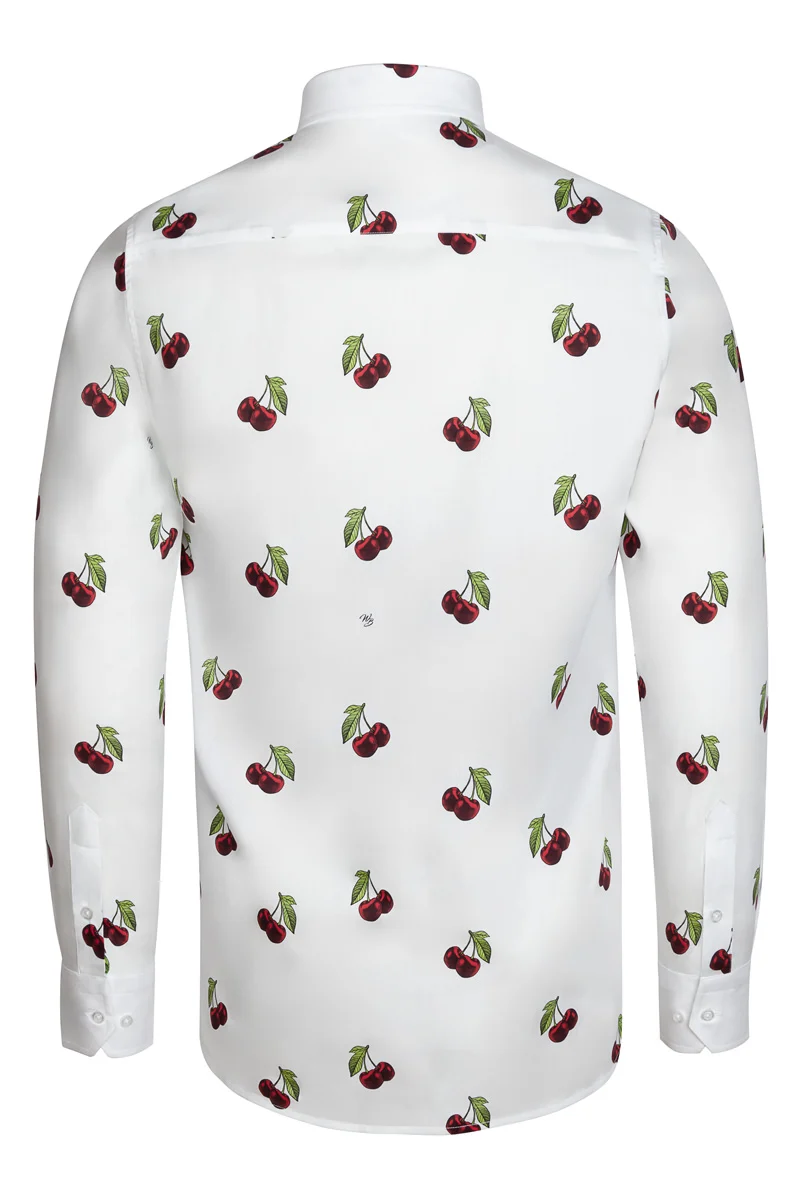 Cherries Print Long Sleeve Shirt for Men