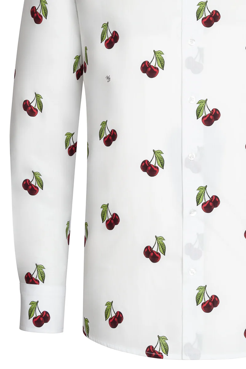 Cherries Print Long Sleeve Shirt for Men