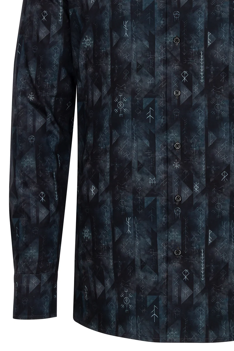 Viking Runes Printed Long Sleeve Shirt for Men