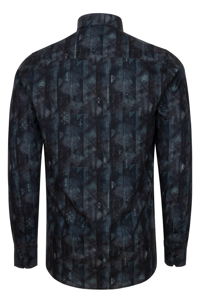 Viking Runes Printed Long Sleeve Shirt for Men