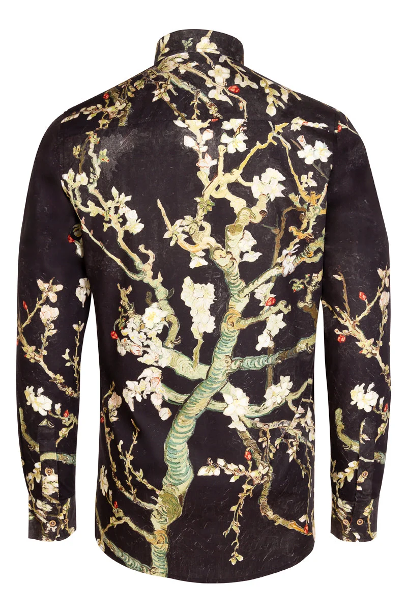 Night Blossoms Van Gogh Inspired Long Sleeve Shirt for Men
