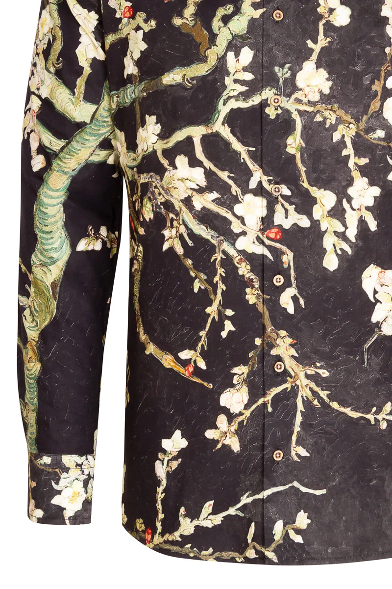 Night Blossoms Van Gogh Inspired Long Sleeve Shirt for Men