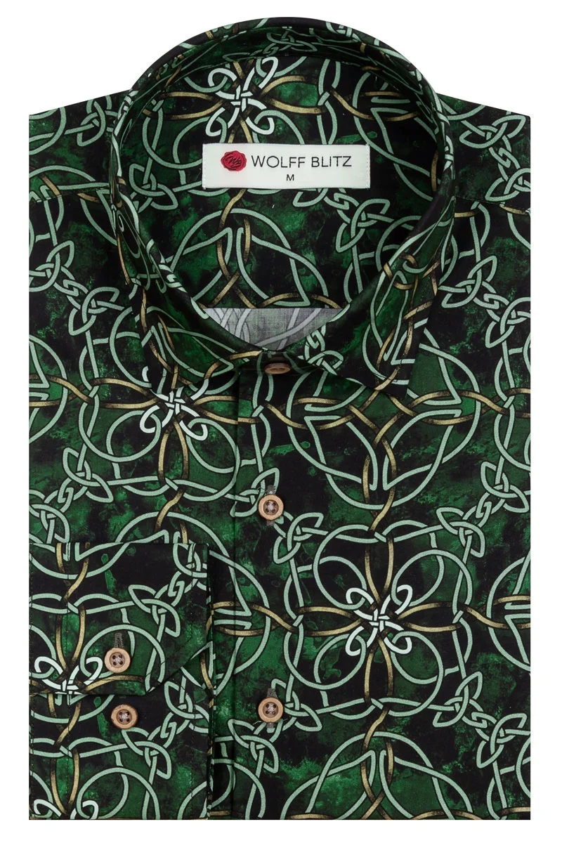 Celtic Knots Printed Long Sleeve Shirt for Men