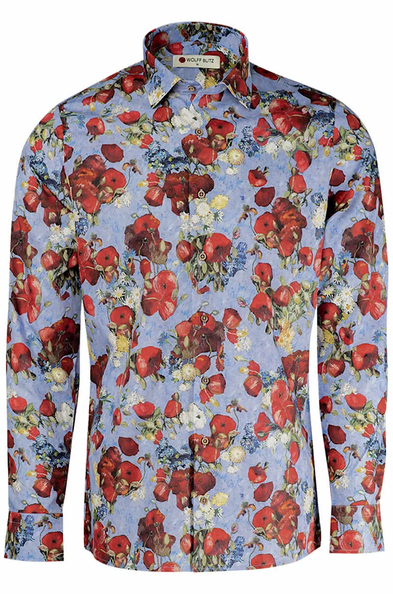 Poppies Van Gogh Inspired Long Sleeve Shirt for Men
