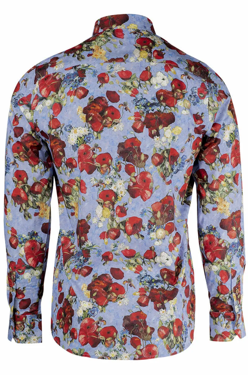 Poppies Van Gogh Inspired Long Sleeve Shirt for Men